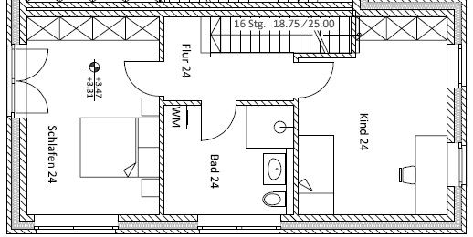 Grundriss WHG 24 1. OG Doppelhaush�lfte Oldenburg