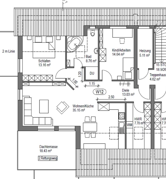 Grundriss_Bild Dachgeschosswohnung Oldenburg