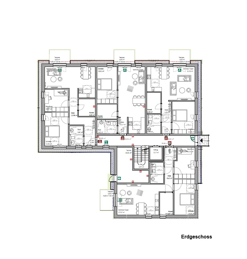 Grundriss EG Mehrfamilienhaus Halle