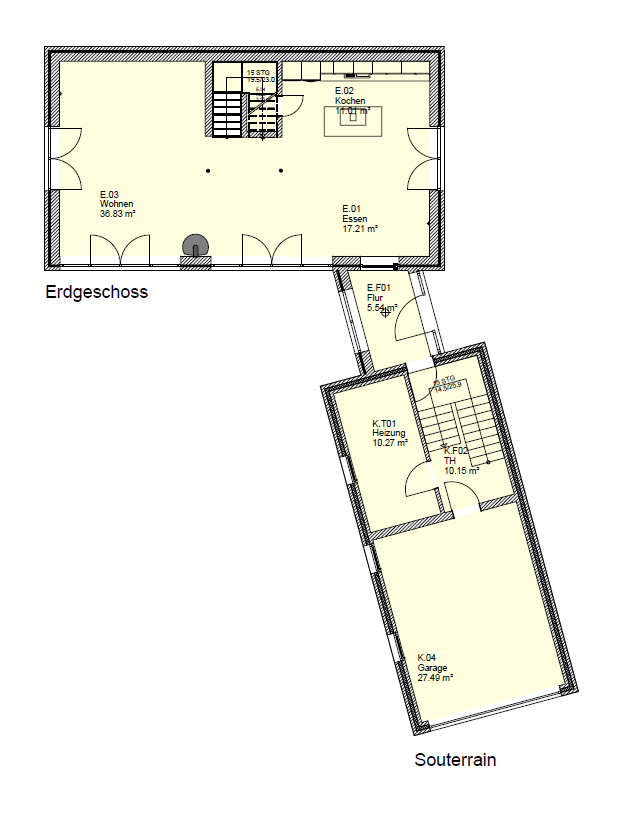 Grundriss Erdgeschoss und Souterrain Einfamilienhaus Oldenburg