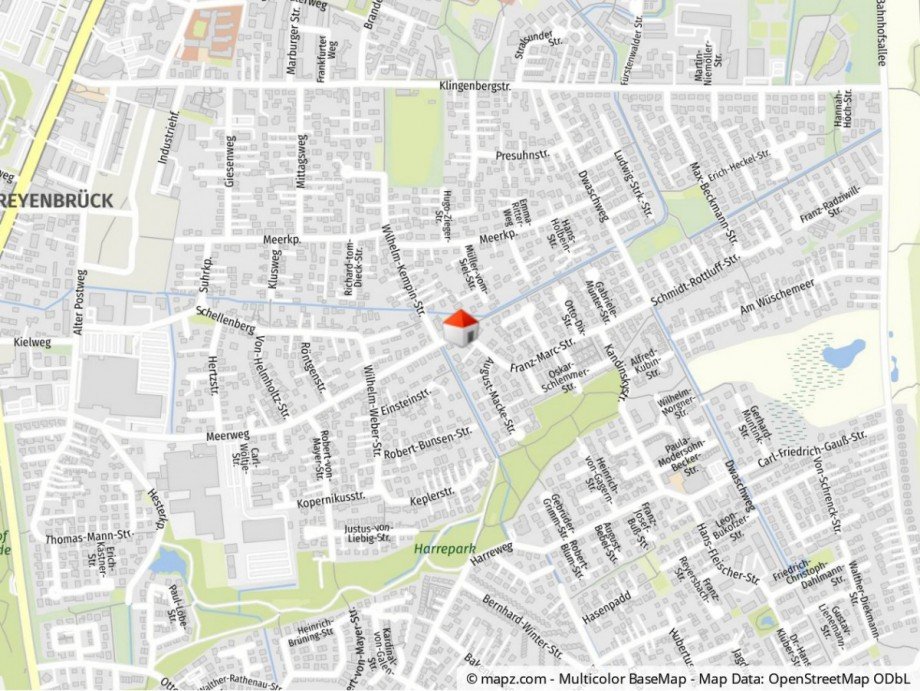 Kartenausschnitt Wohngrundst�ck Oldenburg