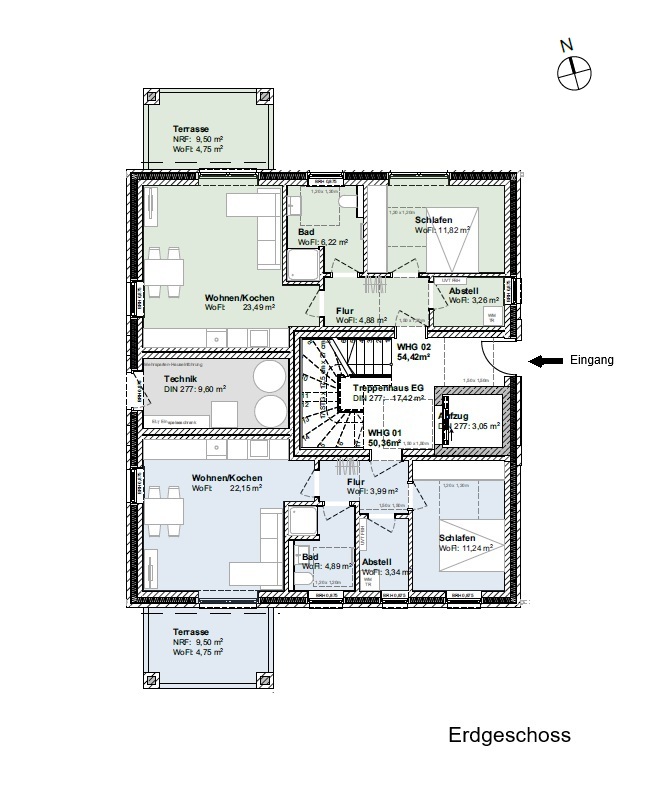 Grundriss_EG Mehrfamilienhaus Oldenburg