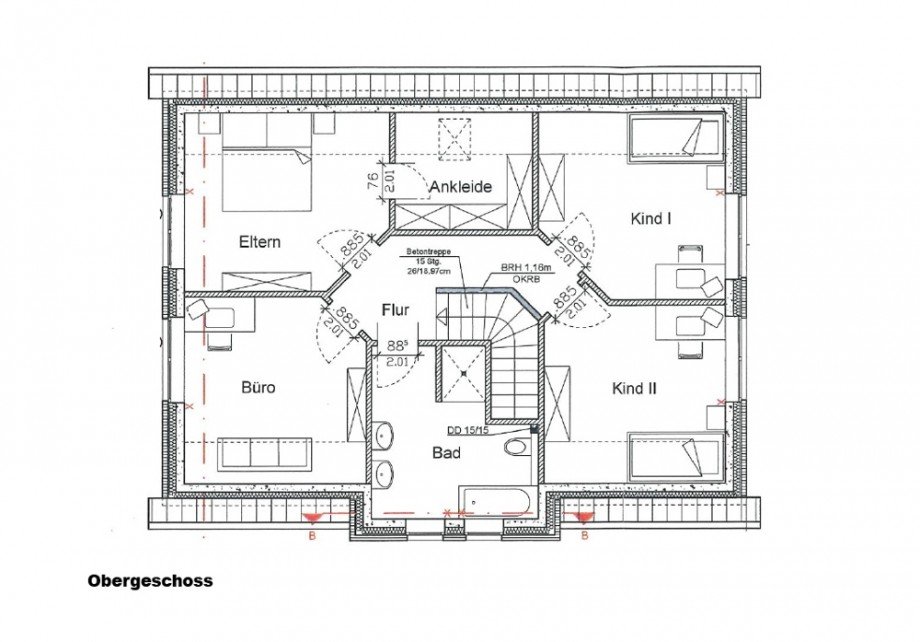 Grundriss OG Einfamilienhaus Bockhorn