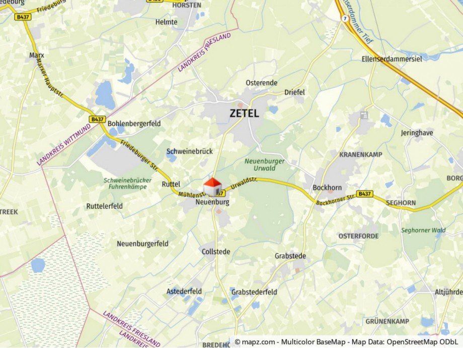 Geolyzer Kartenausschnitt Einfamilienhaus Zetel / Neuenburg