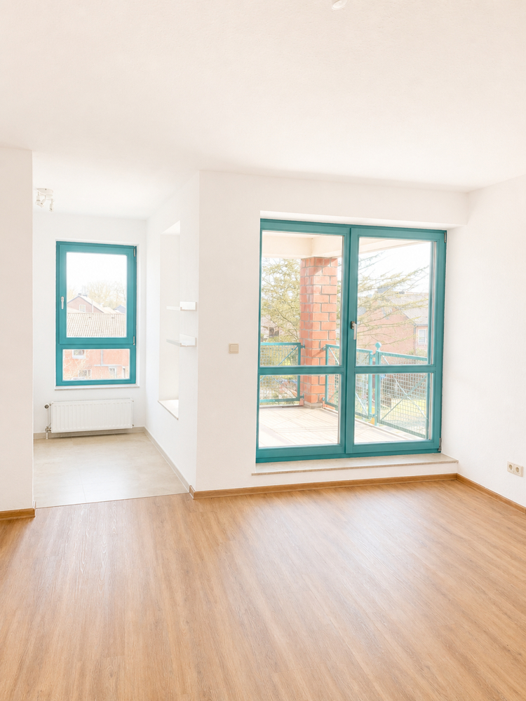 Wohnzimmer mit Blick in die K�che und zum Balkon Etagenwohnung Oldenburg (Oldenburg) / Eversten