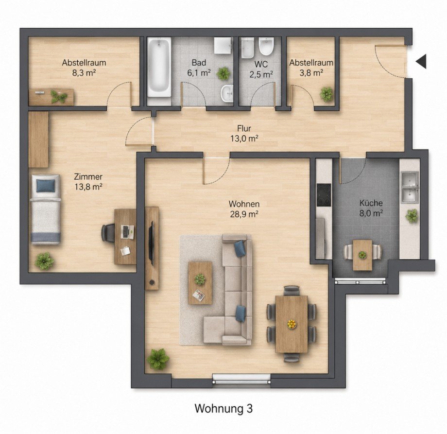 Grundriss_Wohnung3_Expos� Dachgeschosswohnung Wilhelmshaven