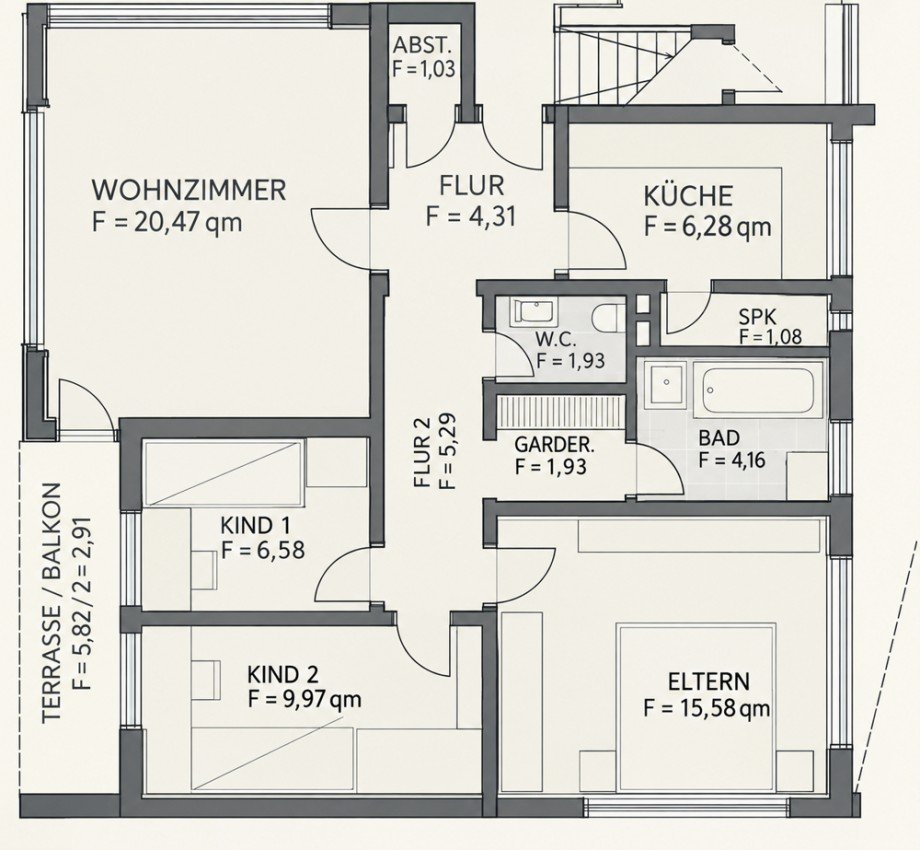 Grundriss WHG 3 Etagenwohnung Edewecht